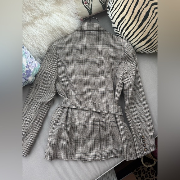 Rouje Brown Plaid Belted Blazer 34 Albert - Picture 6 of 6